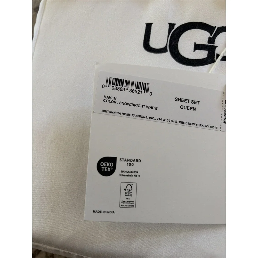 New UGG Haven Queen Sheet Set 4 PCS Cooling Technology Bright White Solid